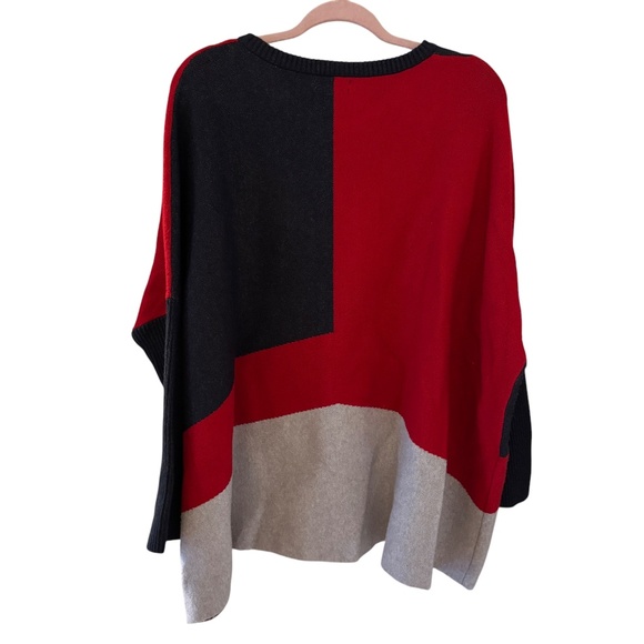 Joseph A. Colorblock Oversized Sweater Black Red Gray Medium - Picture 4 of 12